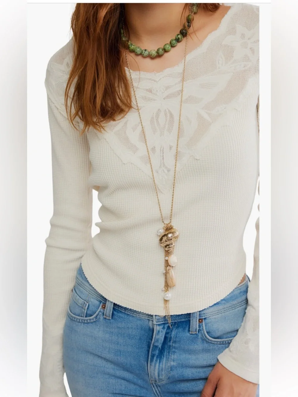 Free People‎ Butterfly Lace Trim Top, Size MEDIUM